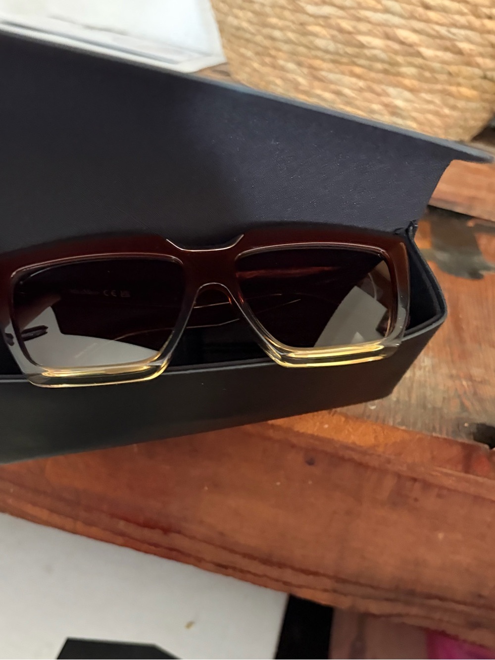 New Max Mara Brown to Yellow Gradient Square Sunglasses